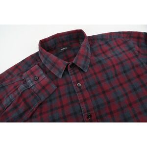 Theory Shirt Men's Medium Clean Placket Shirt Flair Check Red Button Up H0974514